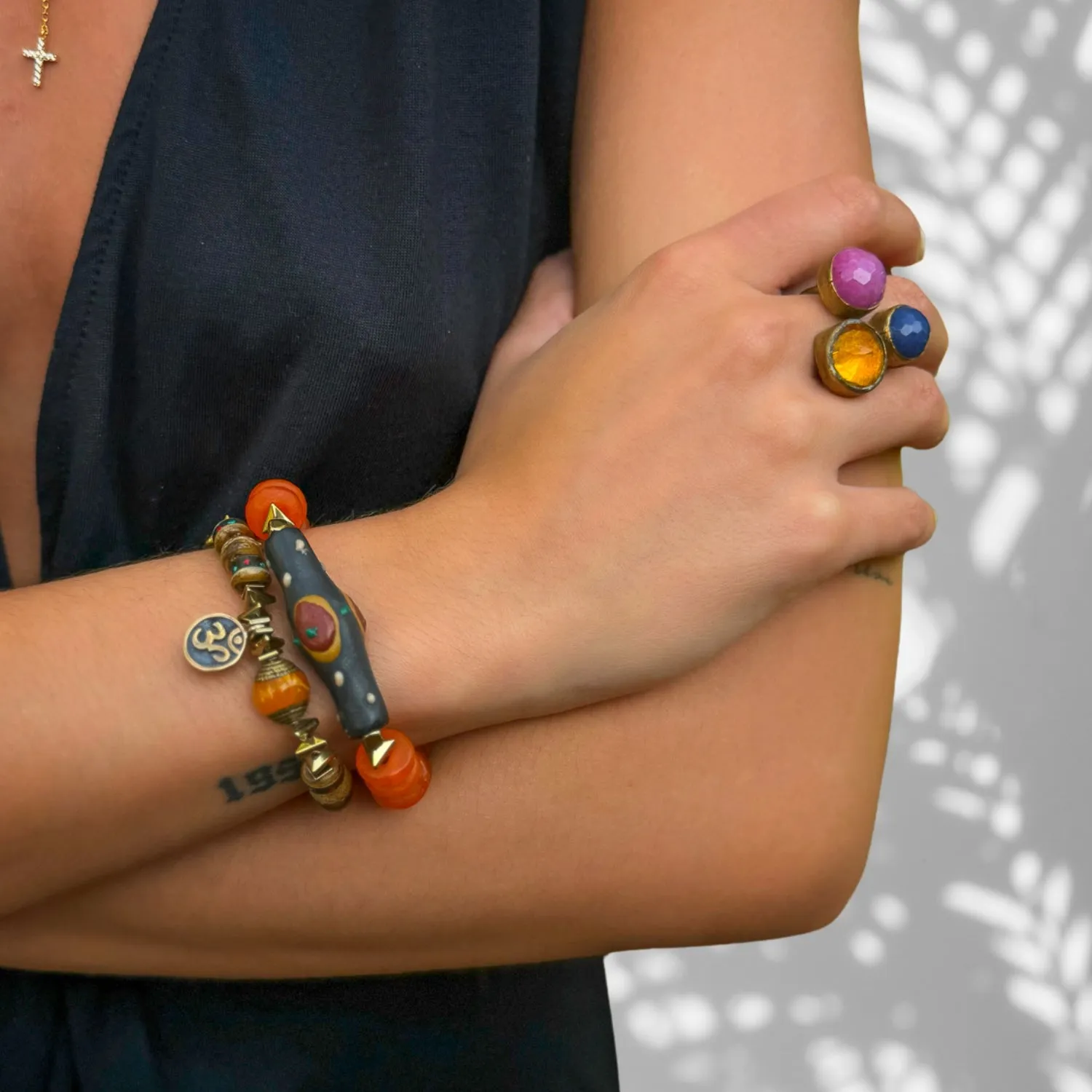 Mystic Nepal Beaded Om Charm Unique Bracelet Set