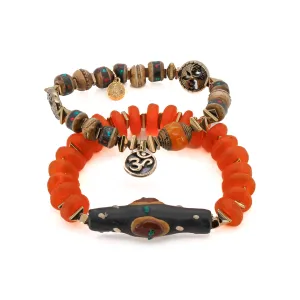 Mystic Nepal Beaded Om Charm Unique Bracelet Set