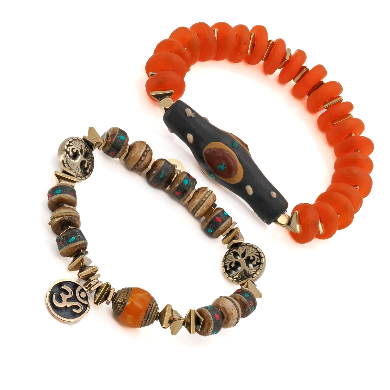 Mystic Nepal Beaded Om Charm Unique Bracelet Set