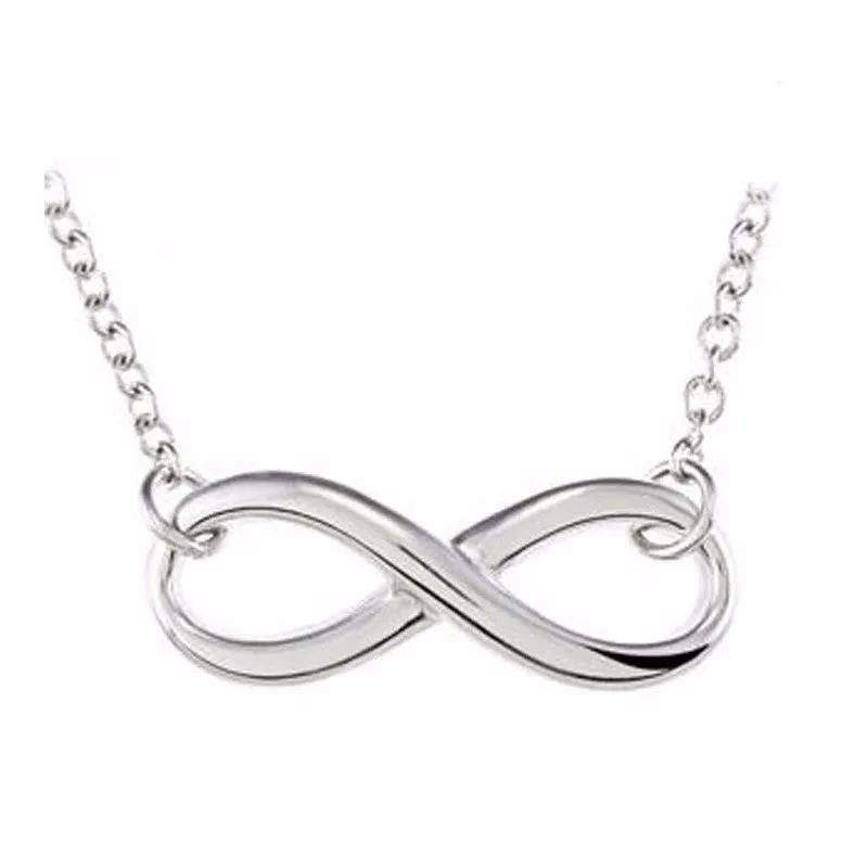 N047 2017 promotion quality silver plated fashion jewelry Necklace pendants number 8 charm pendant Chain hollow necklace