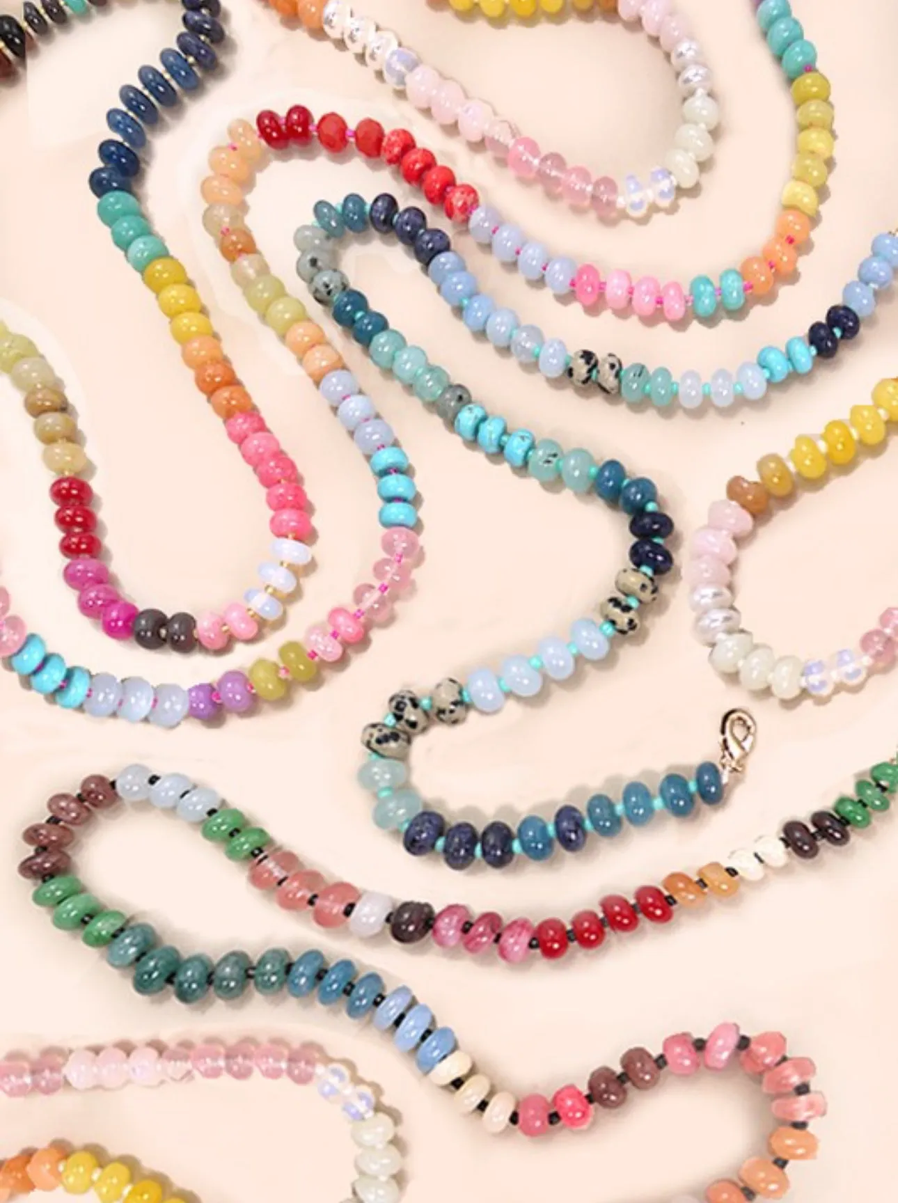 Natural Agate Stone Beaded Necklaces 8 Colors