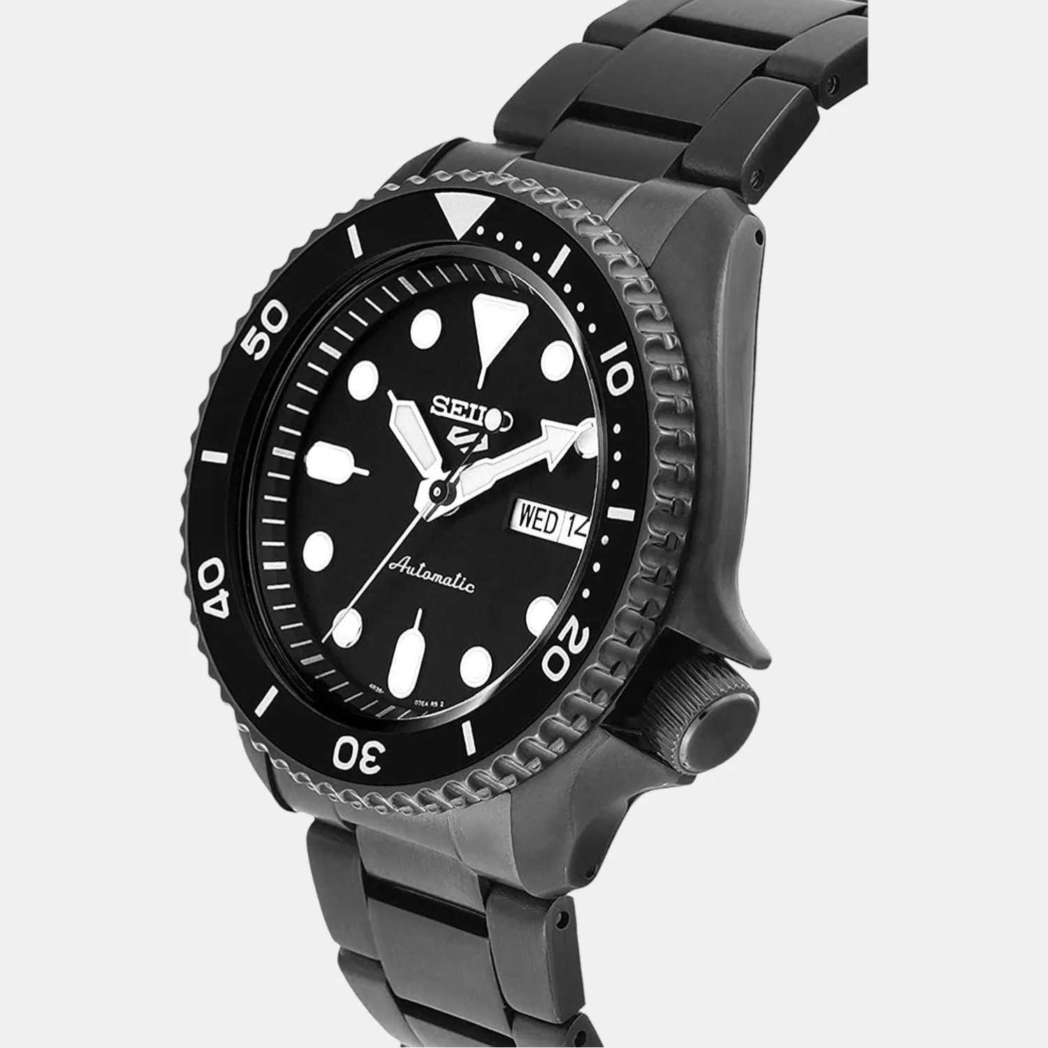 New 5 Sports Men Automatic Black Dial Analog Stainless Steel Watch SRPD65K1