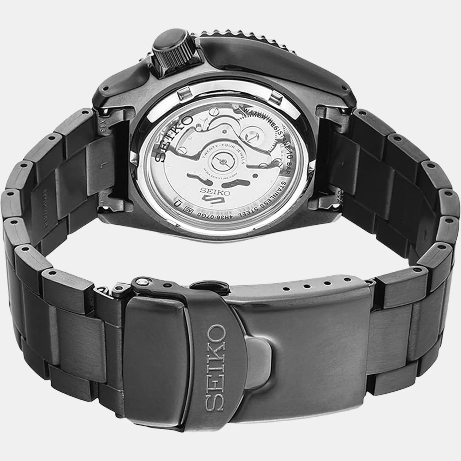 New 5 Sports Men Automatic Black Dial Analog Stainless Steel Watch SRPD65K1