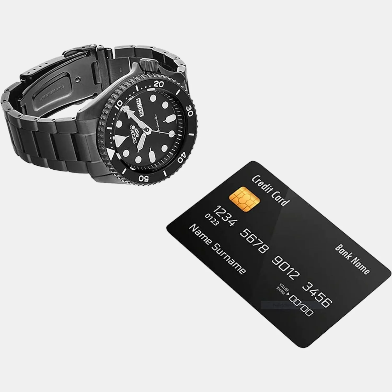 New 5 Sports Men Automatic Black Dial Analog Stainless Steel Watch SRPD65K1