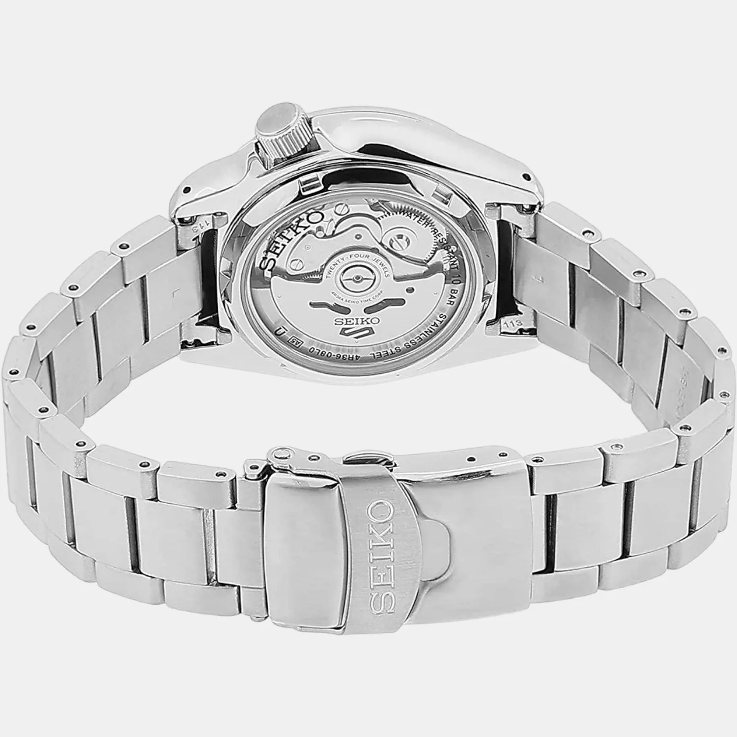 New 5 Sports Men Automatic Black Dial Analog Stainless Steel Watch SRPE57K1