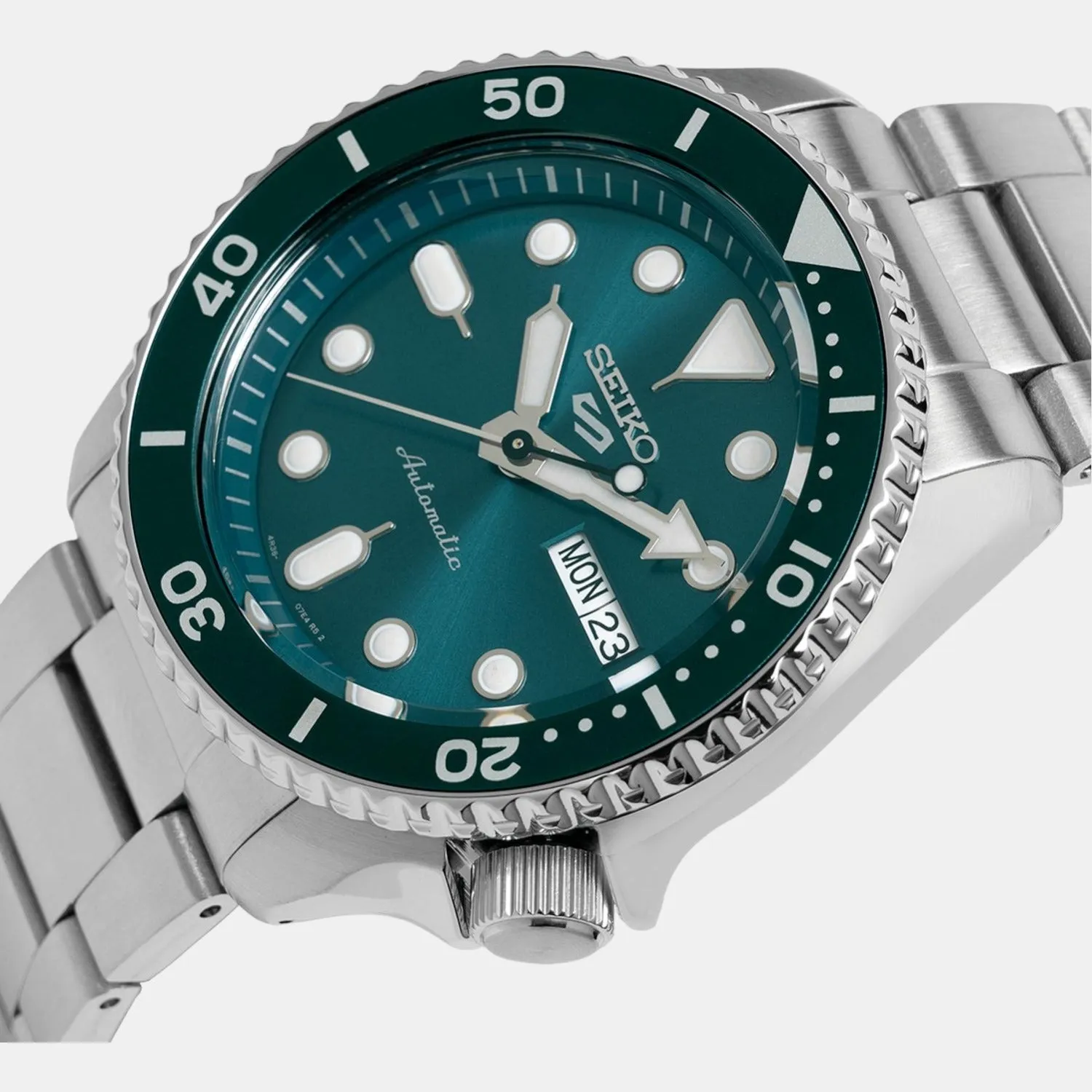 New 5 Sports Men Automatic Green Dial Analog Stainless Steel Watch SRPD61K1