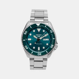 New 5 Sports Men Automatic Green Dial Analog Stainless Steel Watch SRPD61K1