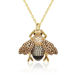 New Lovely Copper Little Bee Pendants Necklace Crystal Honey Necklace For Women Party Gifts Jewelry