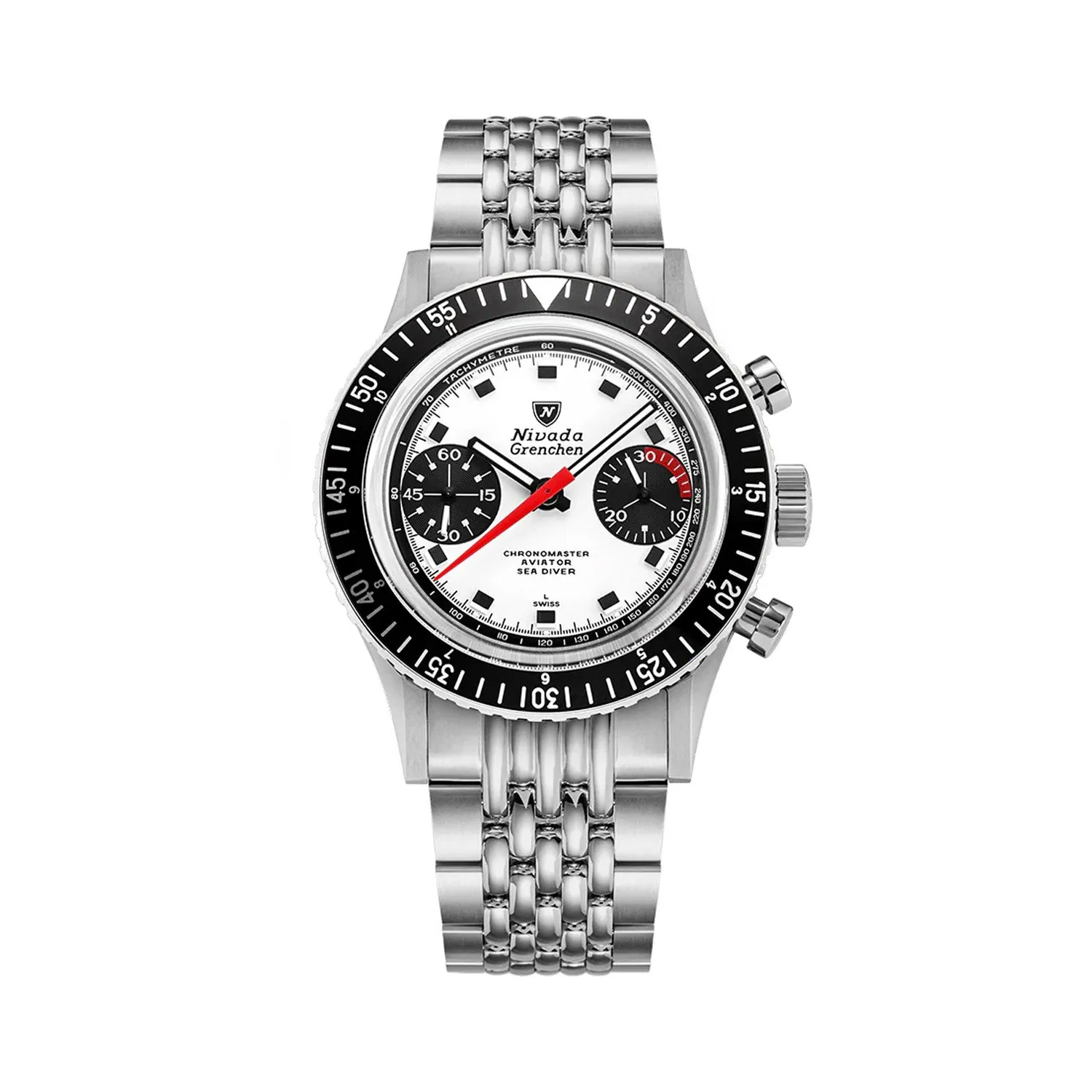 Nivada Grenchen Chronomaster Singer Inter.Bezel Stem Winding – 86056M04LO