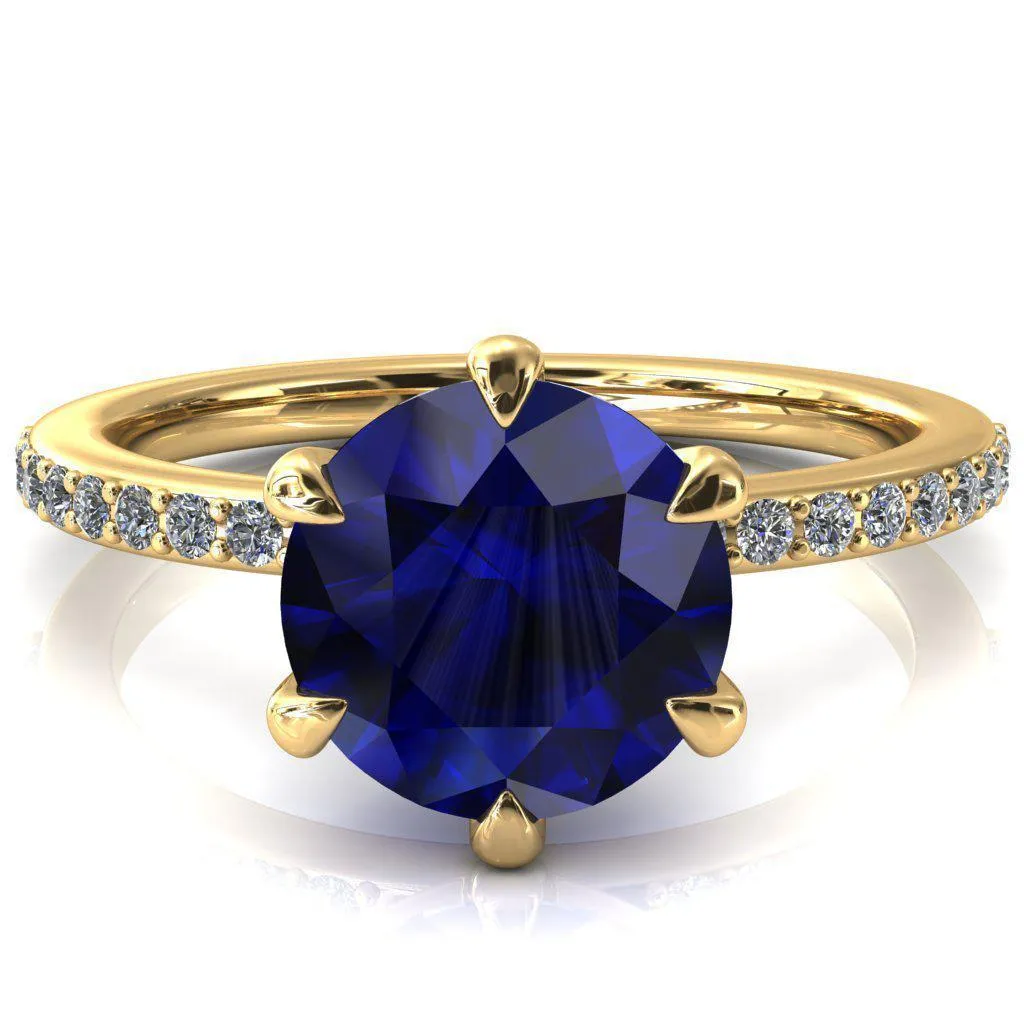 Nora Round Blue Sapphire Solitaire 6 Prong Ring
