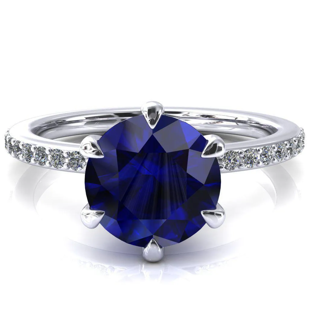 Nora Round Blue Sapphire Solitaire 6 Prong Ring