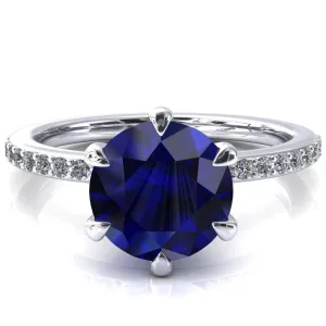 Nora Round Blue Sapphire Solitaire 6 Prong Ring