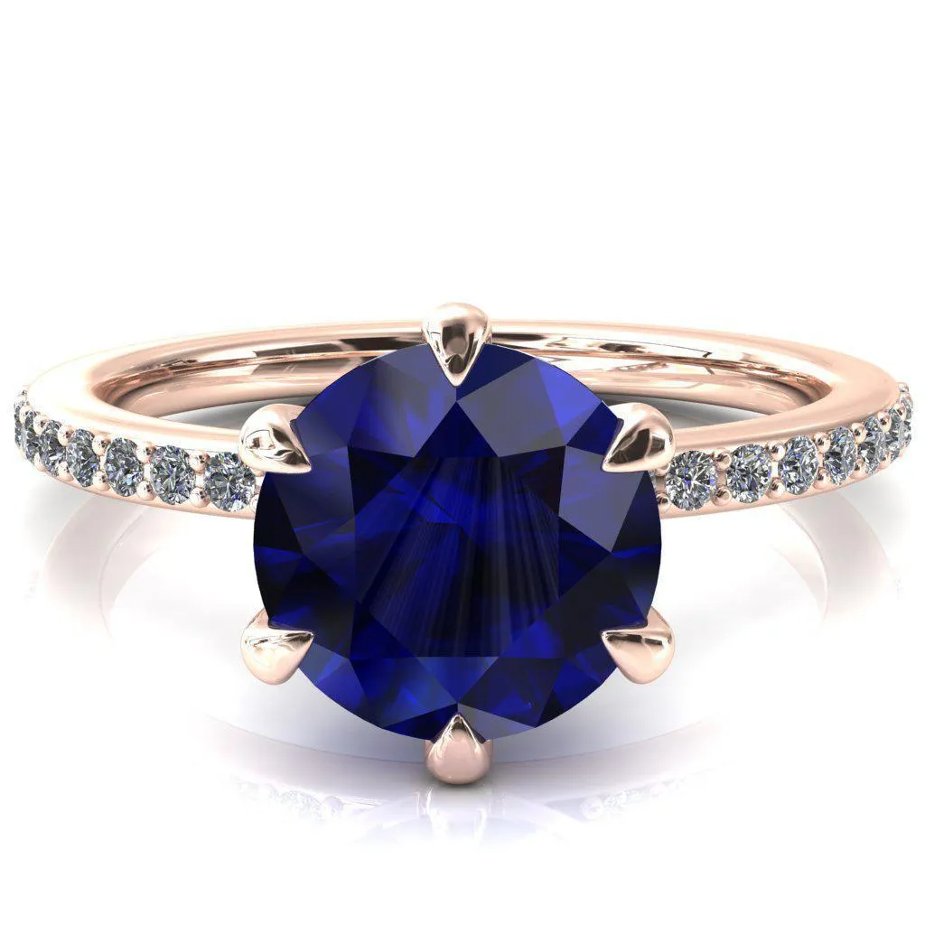 Nora Round Blue Sapphire Solitaire 6 Prong Ring