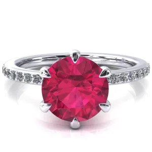 Nora Round Ruby Solitaire 6 Prong Ring