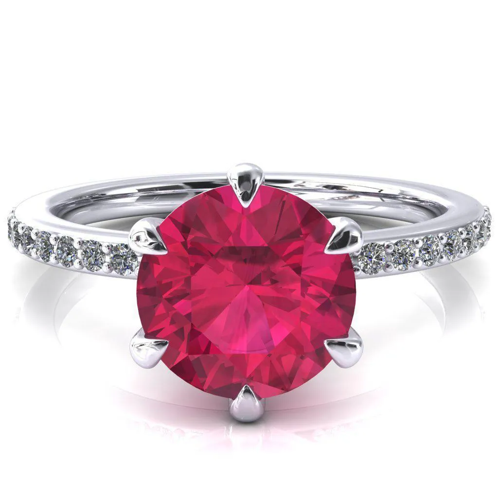 Nora Round Ruby Solitaire 6 Prong Ring
