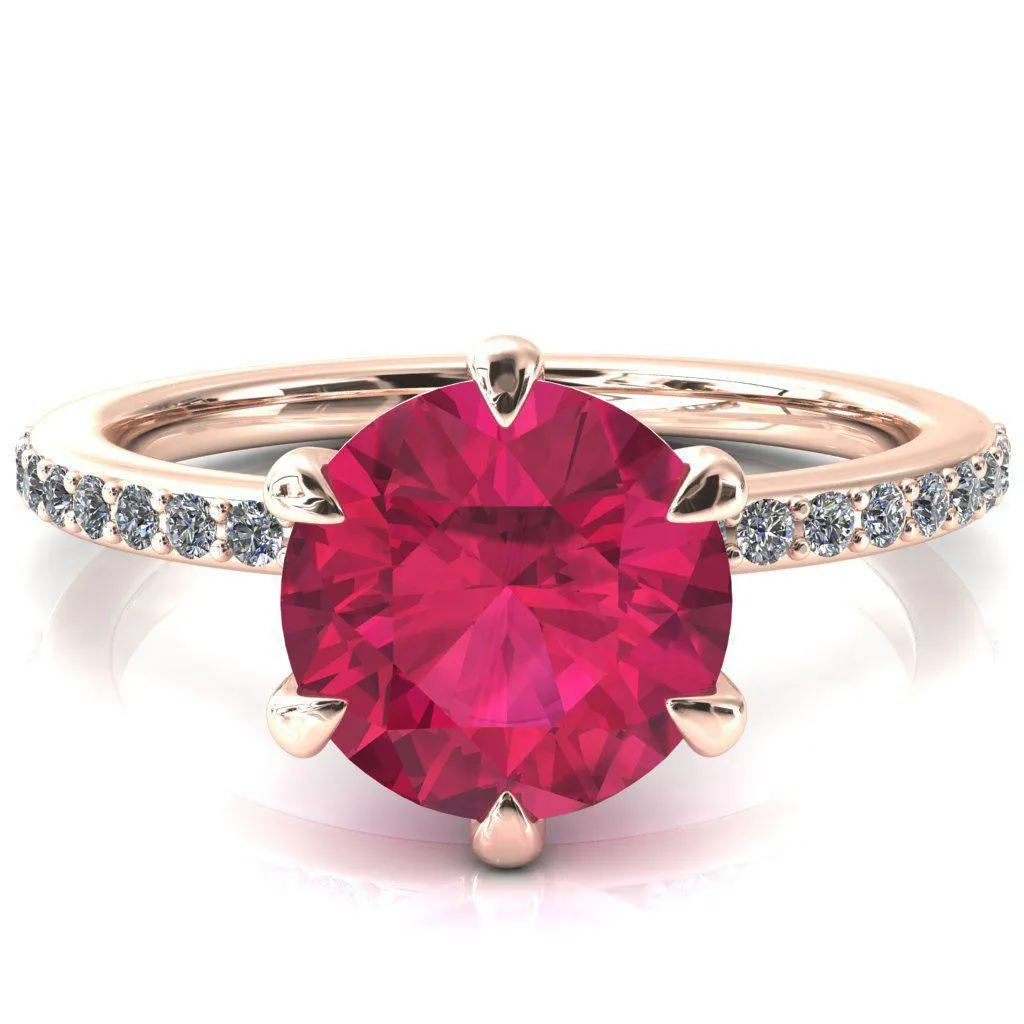 Nora Round Ruby Solitaire 6 Prong Ring