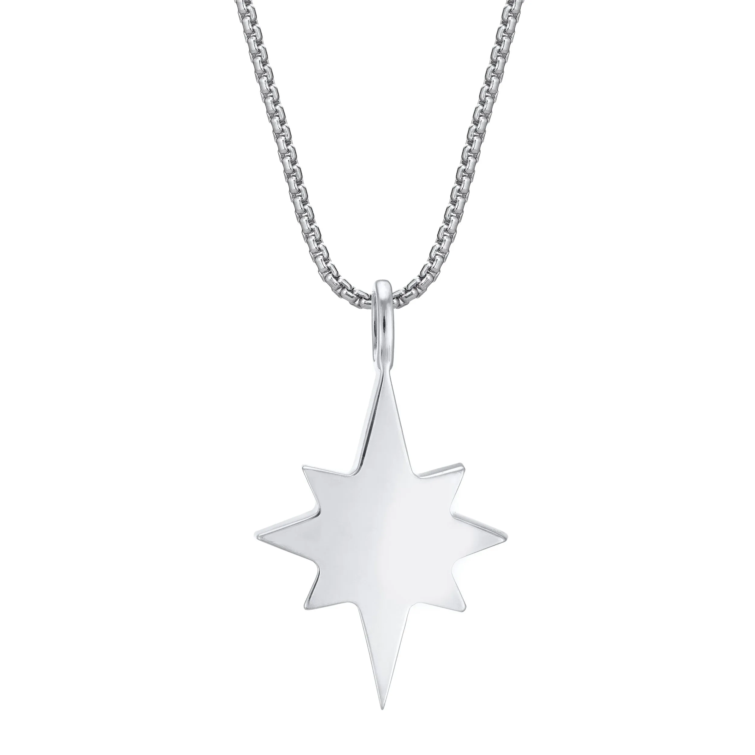 North Star Cremation Necklace in 14K White Gold with Diamonds