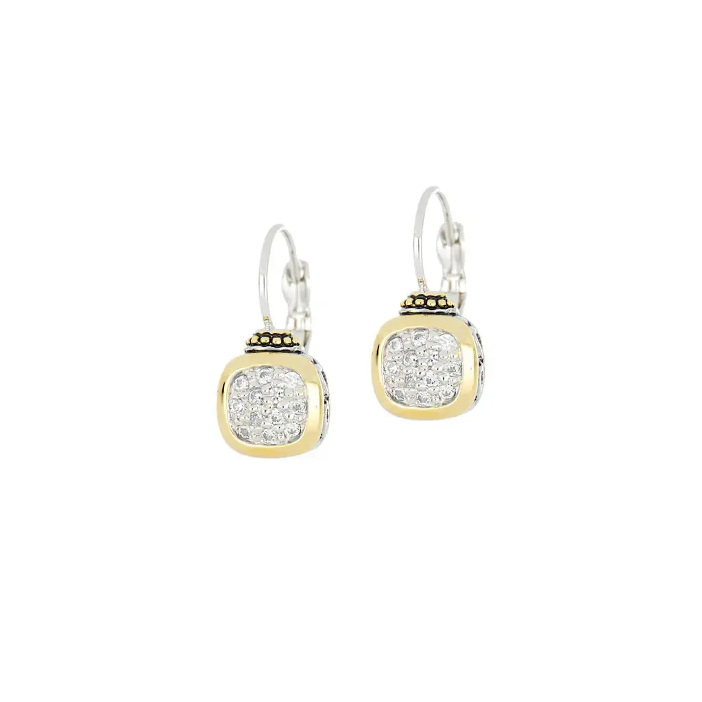 Nouveau Collection - Cushion Pavé French Wire Earrings