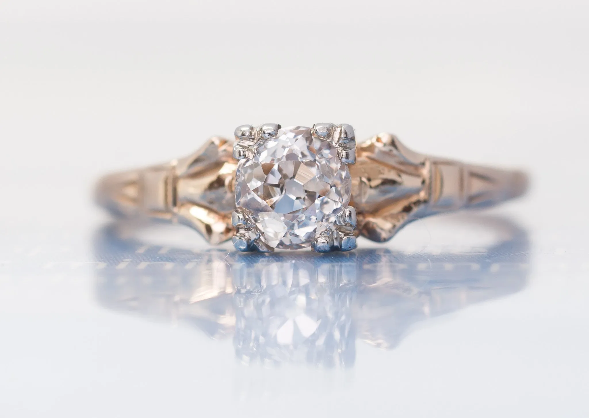 OLD MINE CUT DIAMOND SOLITAIRE ENGAGEMENT RING