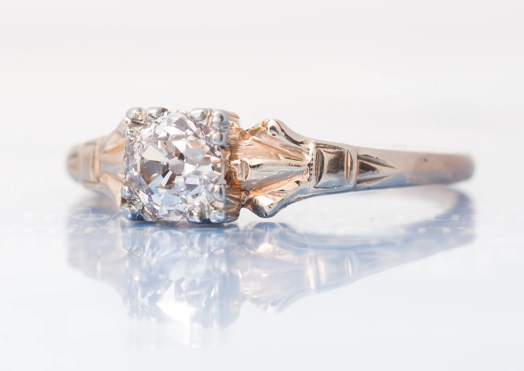 OLD MINE CUT DIAMOND SOLITAIRE ENGAGEMENT RING