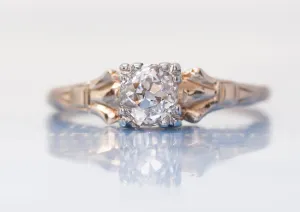OLD MINE CUT DIAMOND SOLITAIRE ENGAGEMENT RING
