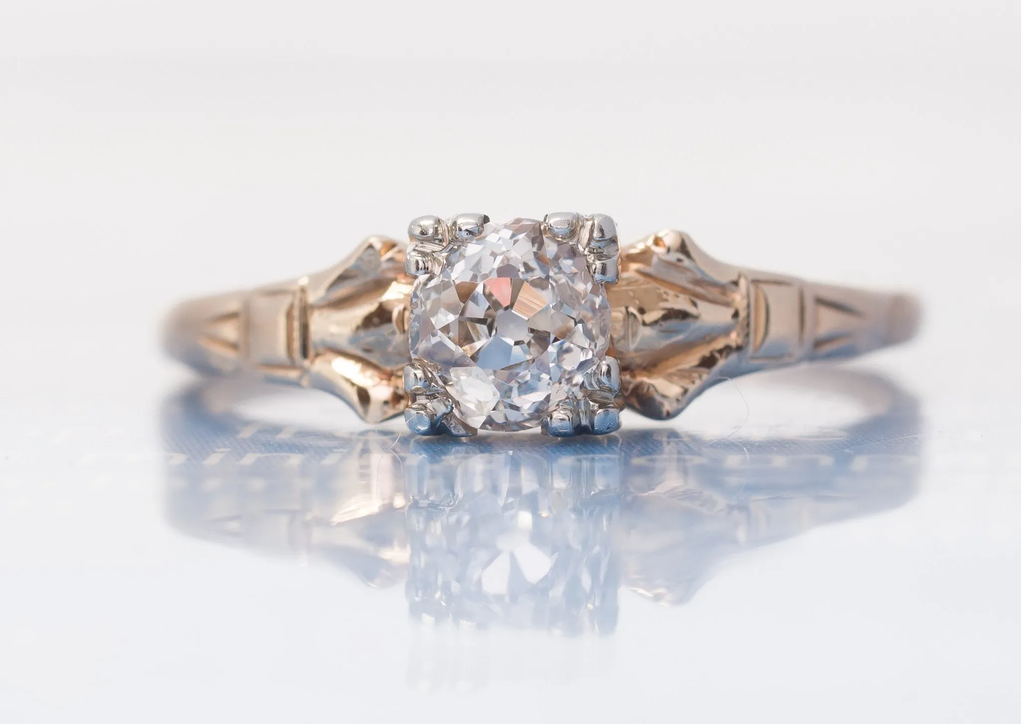 OLD MINE CUT DIAMOND SOLITAIRE ENGAGEMENT RING