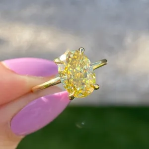 Olivia FLUSH (3ct) Canary Oval Moissanite Engagement Ring