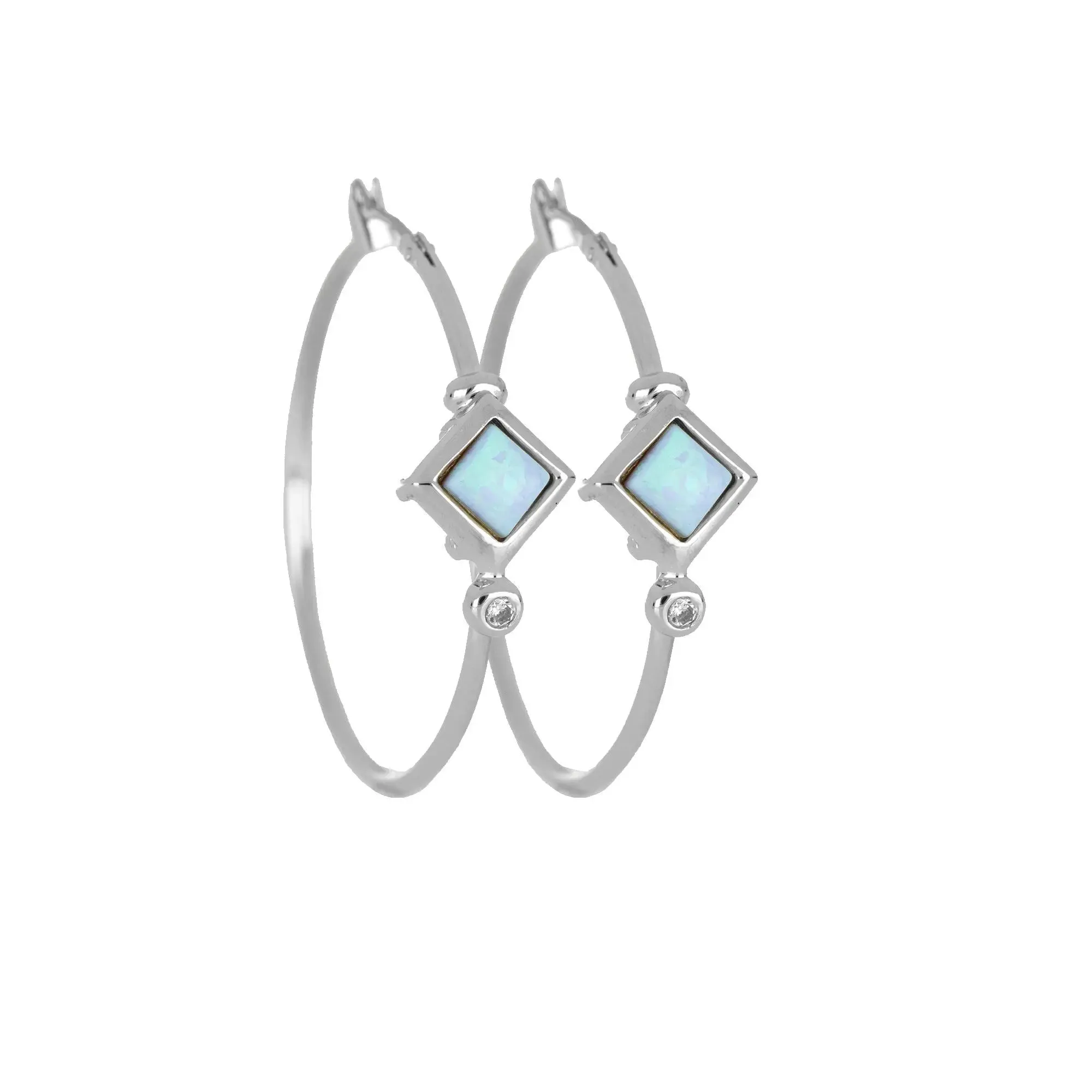 Opalas do Mar Collection - Blue Diamond Opal Hoop Earrings