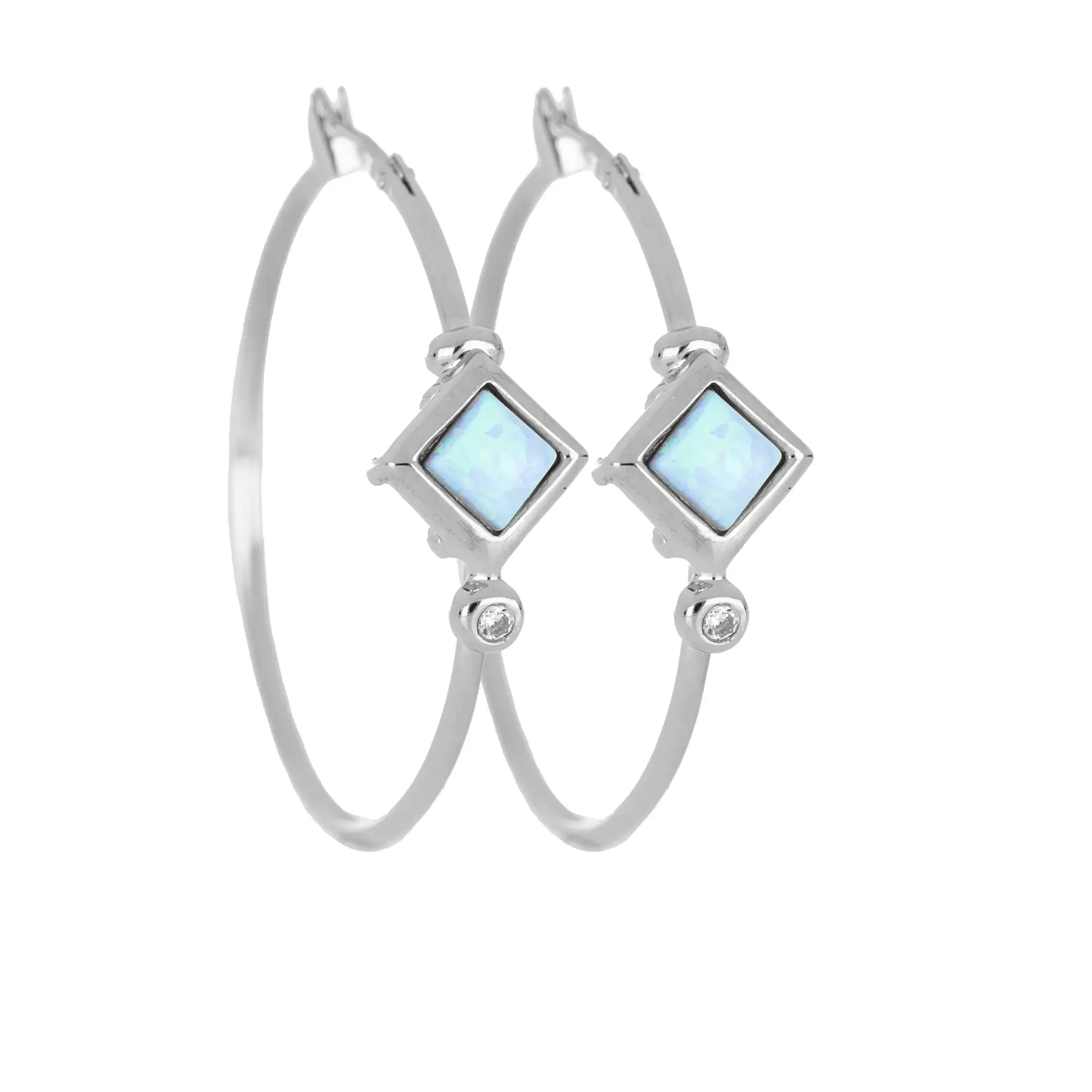 Opalas do Mar Collection - Blue Diamond Opal Hoop Earrings