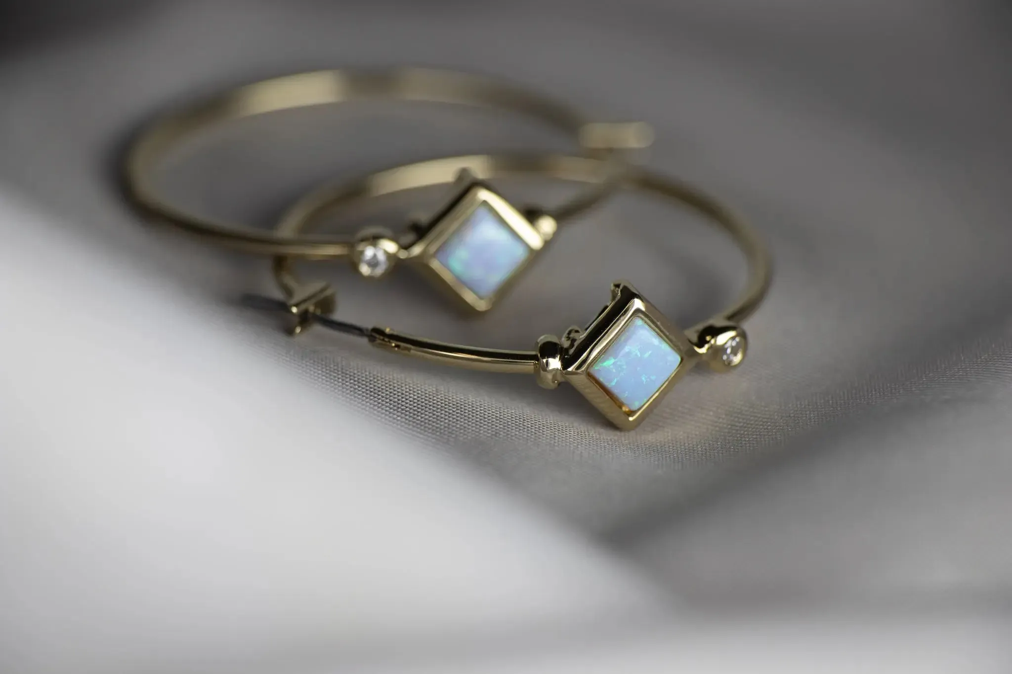 Opalas do Mar Collection - Blue Diamond Opal Hoop Earrings