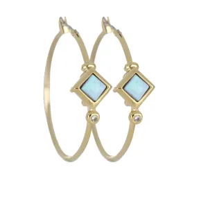 Opalas do Mar Collection - Blue Diamond Opal Hoop Earrings