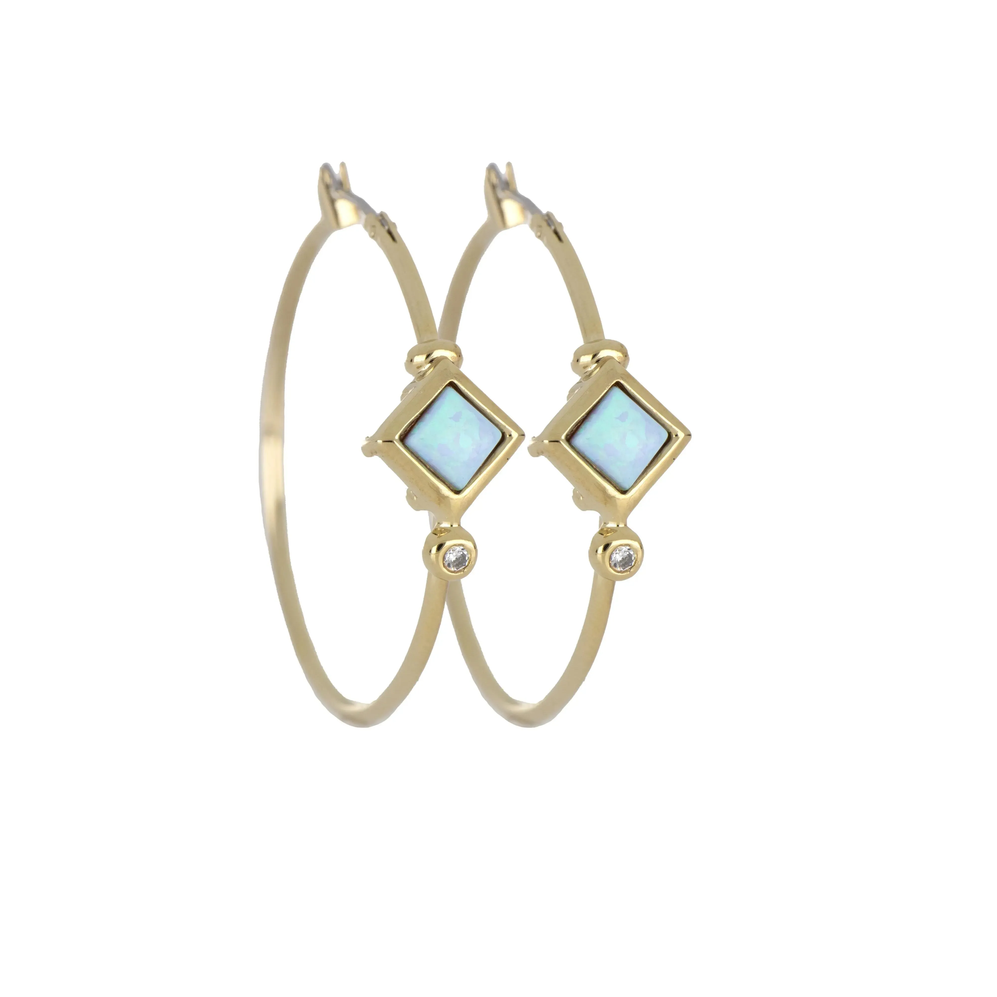 Opalas do Mar Collection - Blue Diamond Opal Hoop Earrings