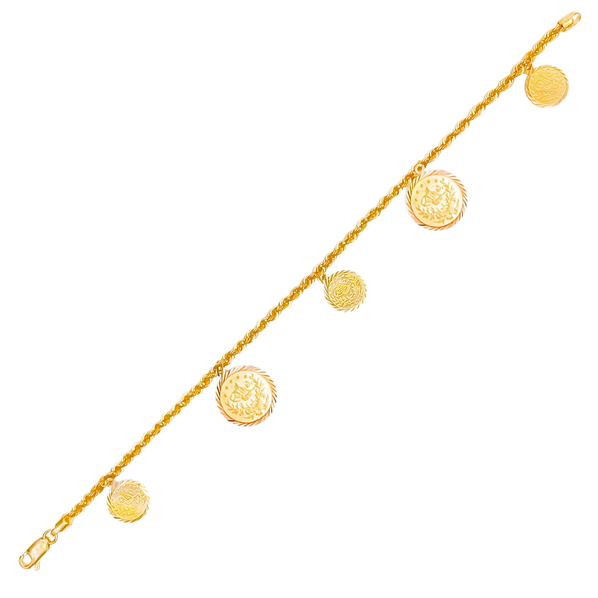 Opulent Gleaming 21k Gold Coin Bracelet