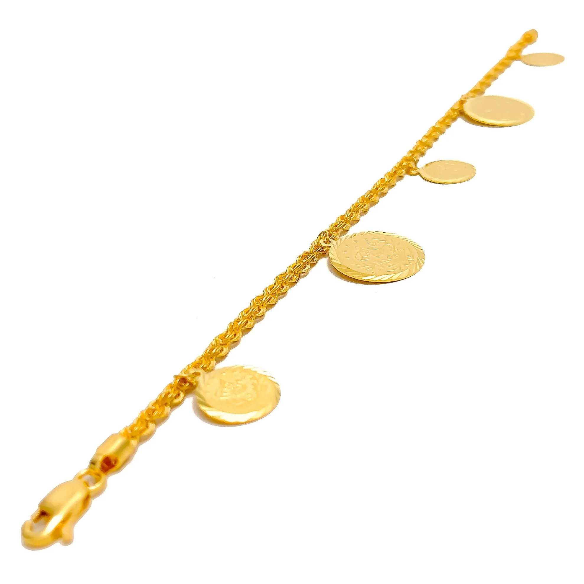 Opulent Gleaming 21k Gold Coin Bracelet