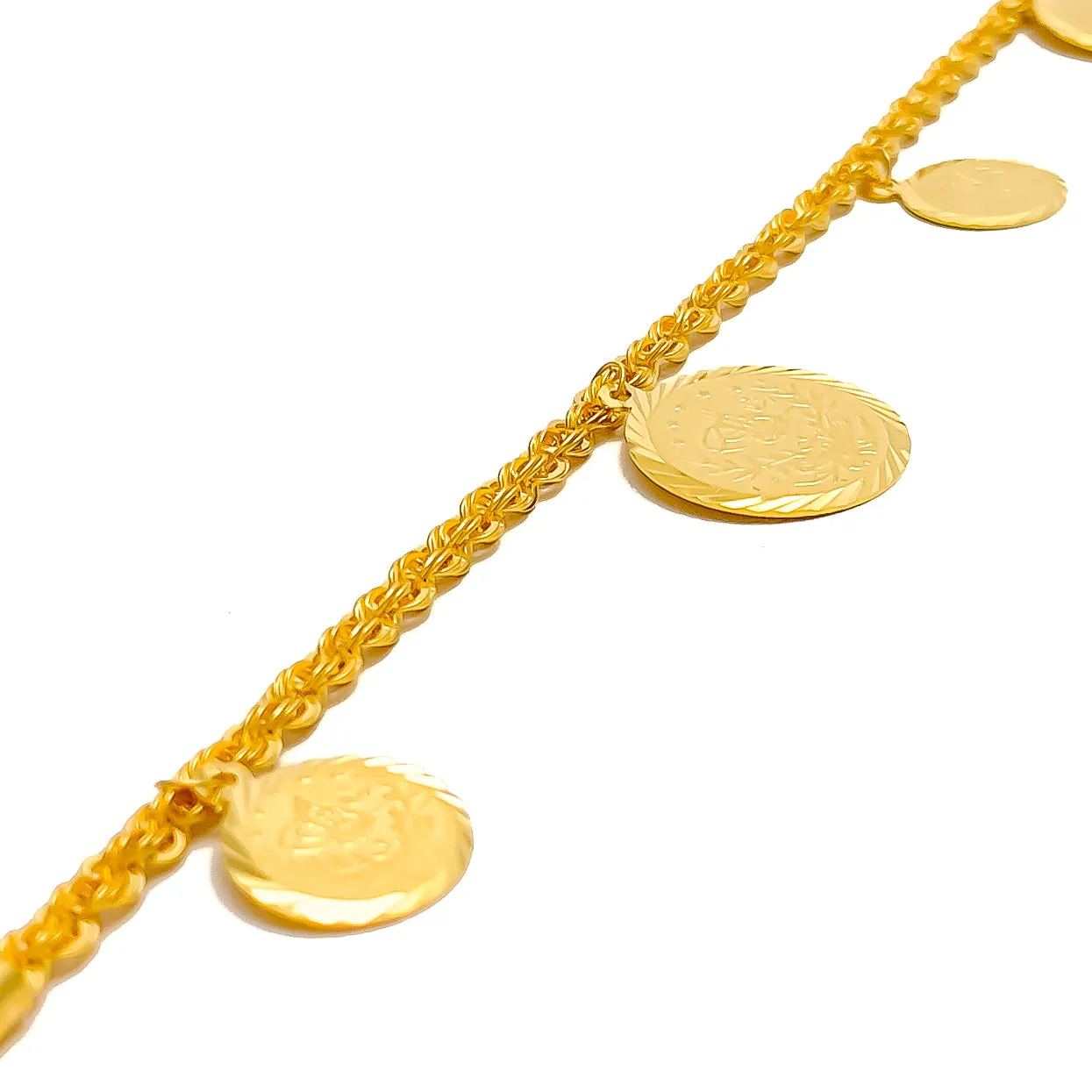 Opulent Gleaming 21k Gold Coin Bracelet