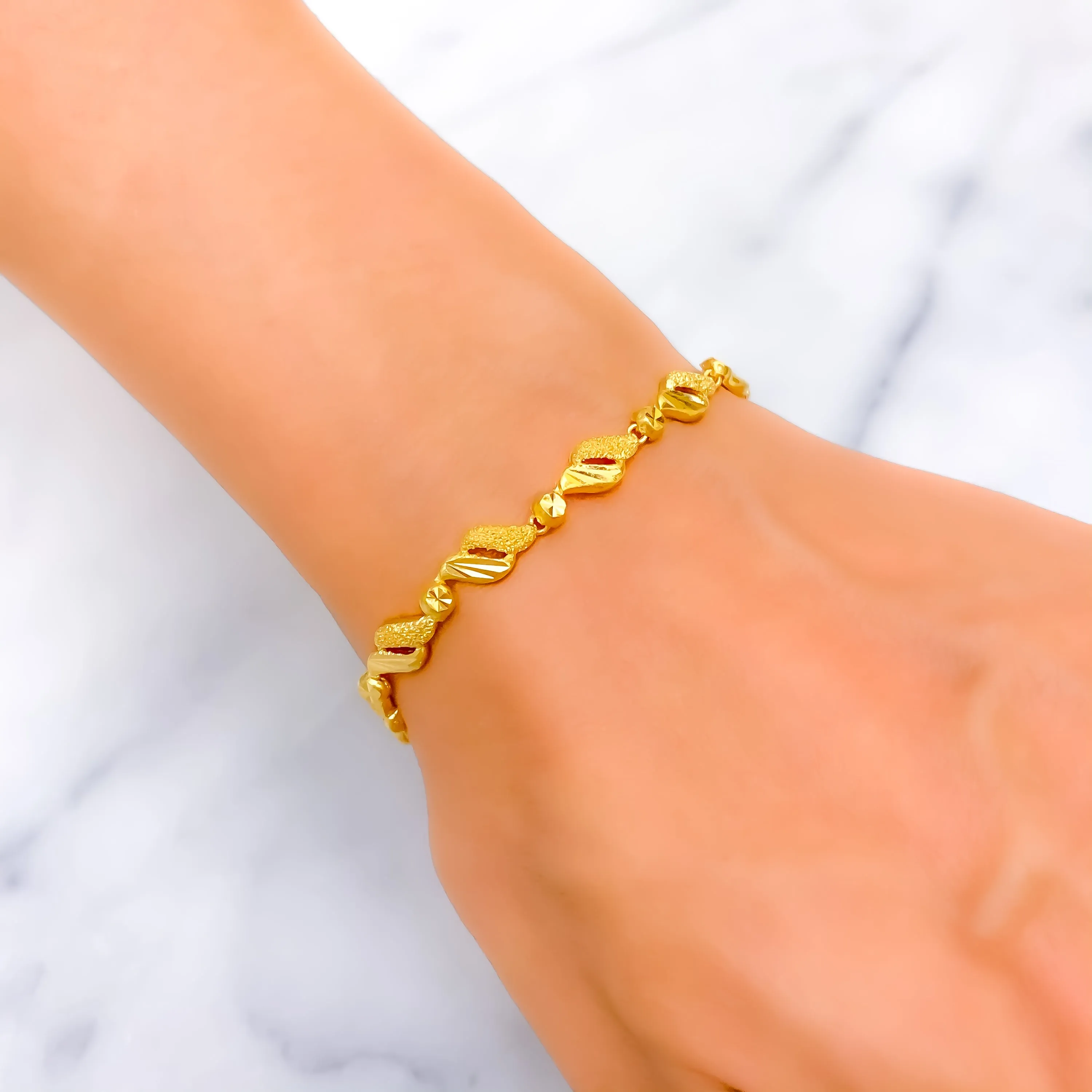 Opulent Sand Finished 22k Gold Bracelet