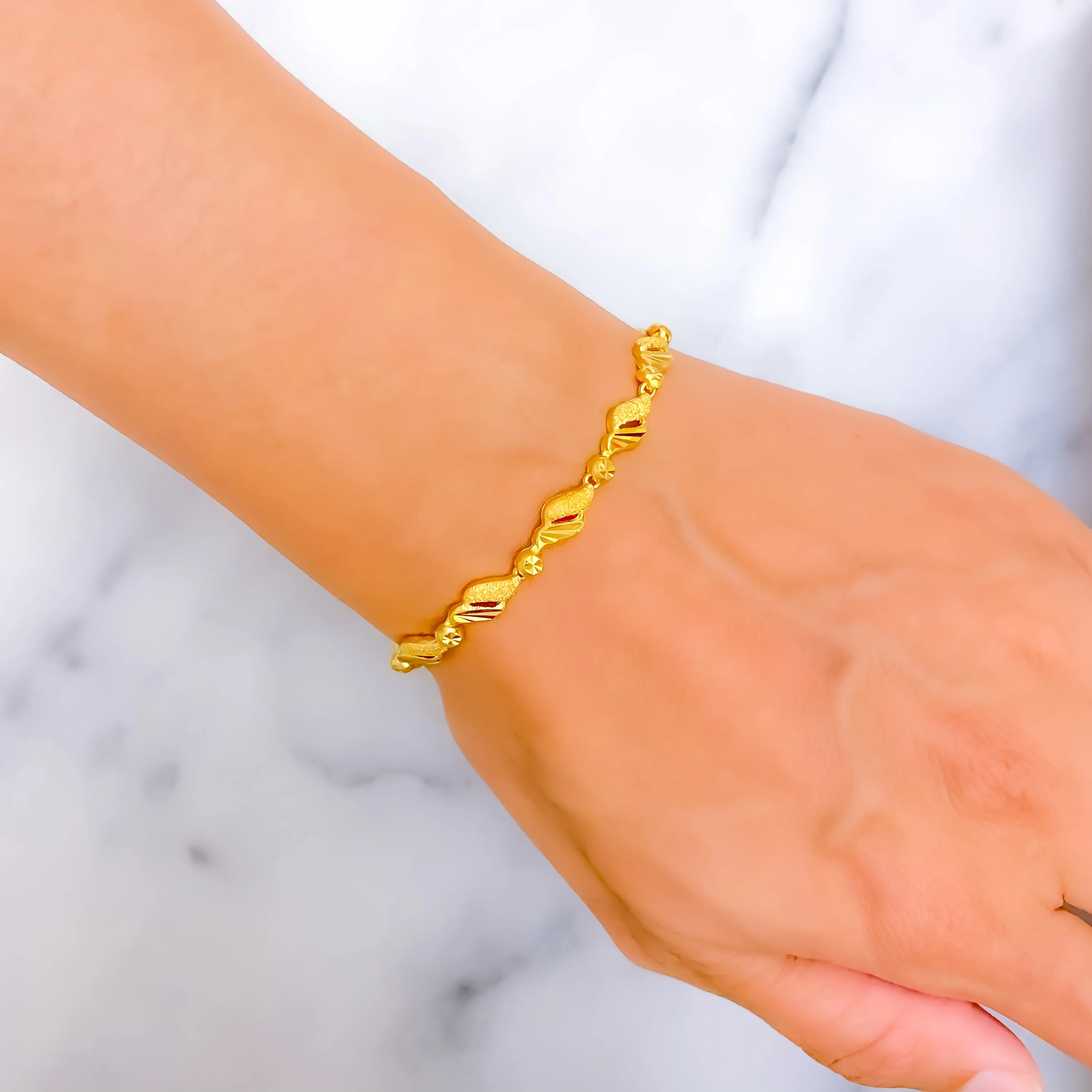 Opulent Sand Finished 22k Gold Bracelet