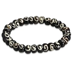 Organic Natural Tribal Horn Bone Two-Tone Beads Stretch Bracelet