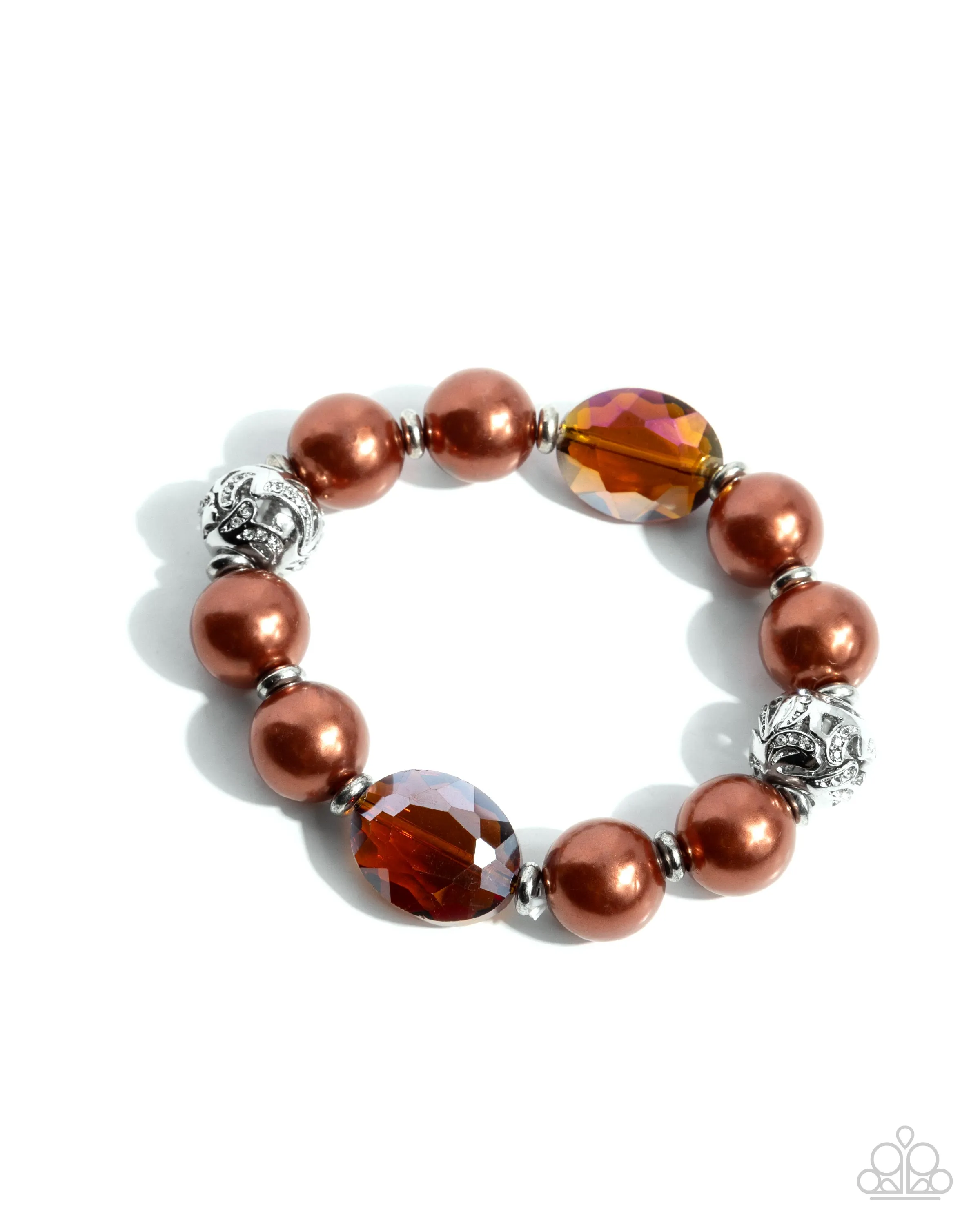 Ornamental Outfit - Brown - Pearl and Bead Paparazzi Stretchy Bracelet