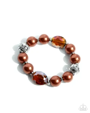 Ornamental Outfit - Brown - Pearl and Bead Paparazzi Stretchy Bracelet