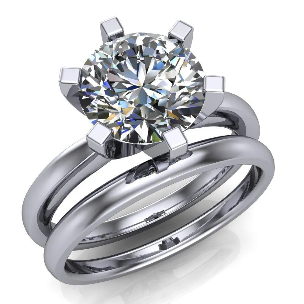 Oscilla Round Center Stone 6 Prong Ring