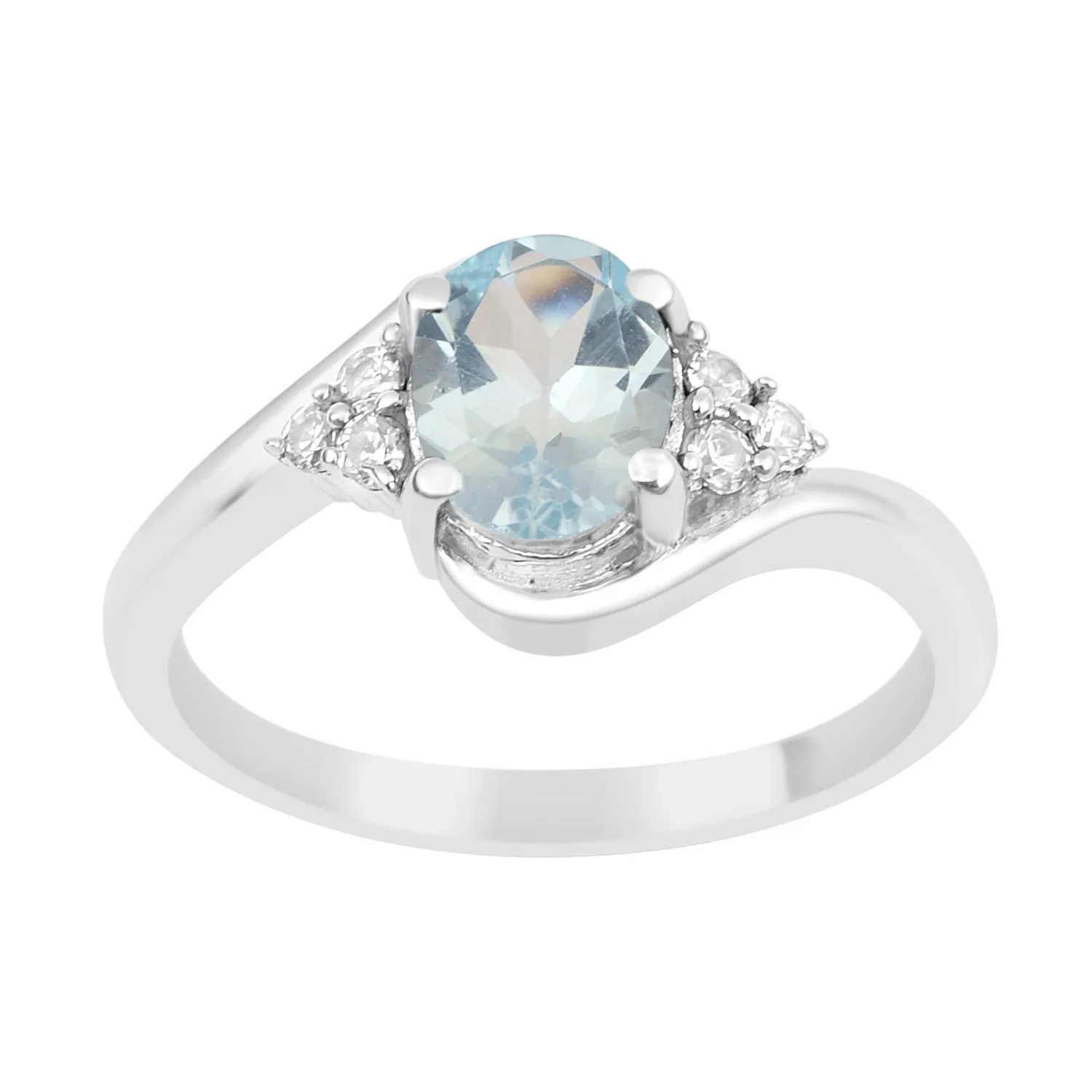 Oval Cut 1.5 Ctw Aquamarine Sterling Silver Solitaire Rings