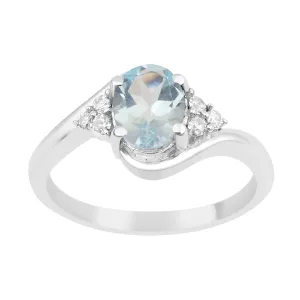 Oval Cut 1.5 Ctw Aquamarine Sterling Silver Solitaire Rings