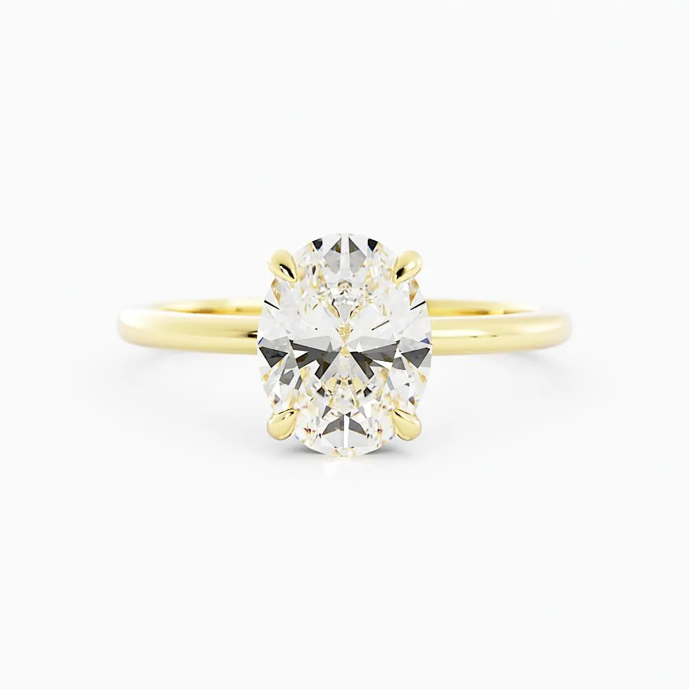 Oval Shaped Moissanite Hidden Halo Engagement Ring