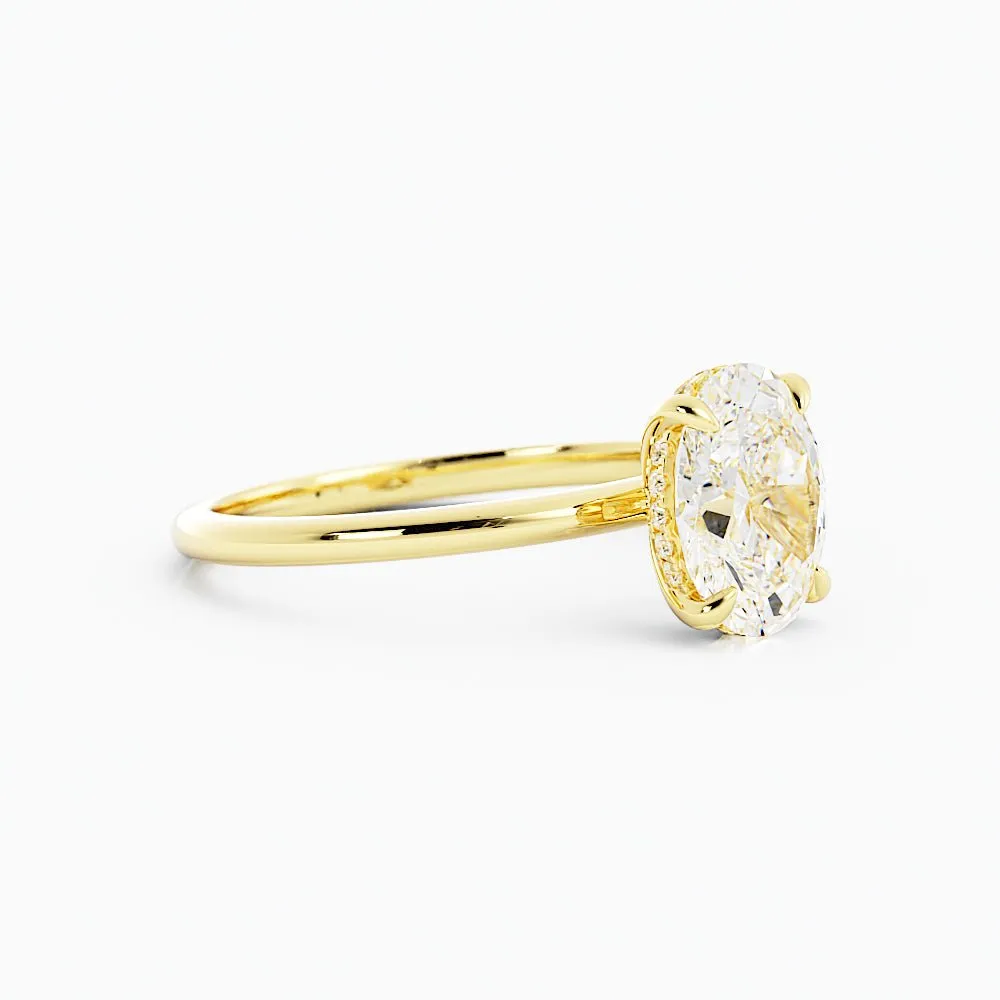 Oval Shaped Moissanite Hidden Halo Engagement Ring
