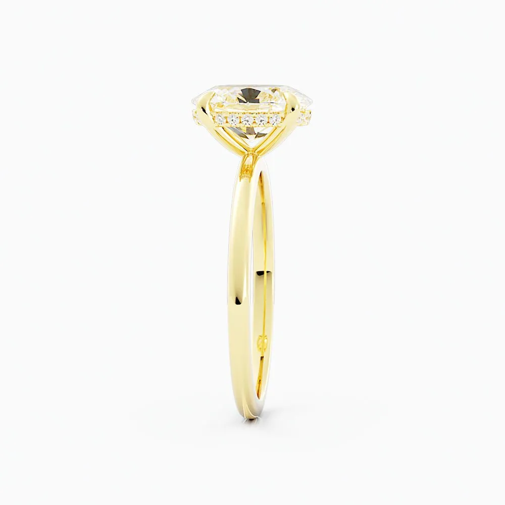 Oval Shaped Moissanite Hidden Halo Engagement Ring