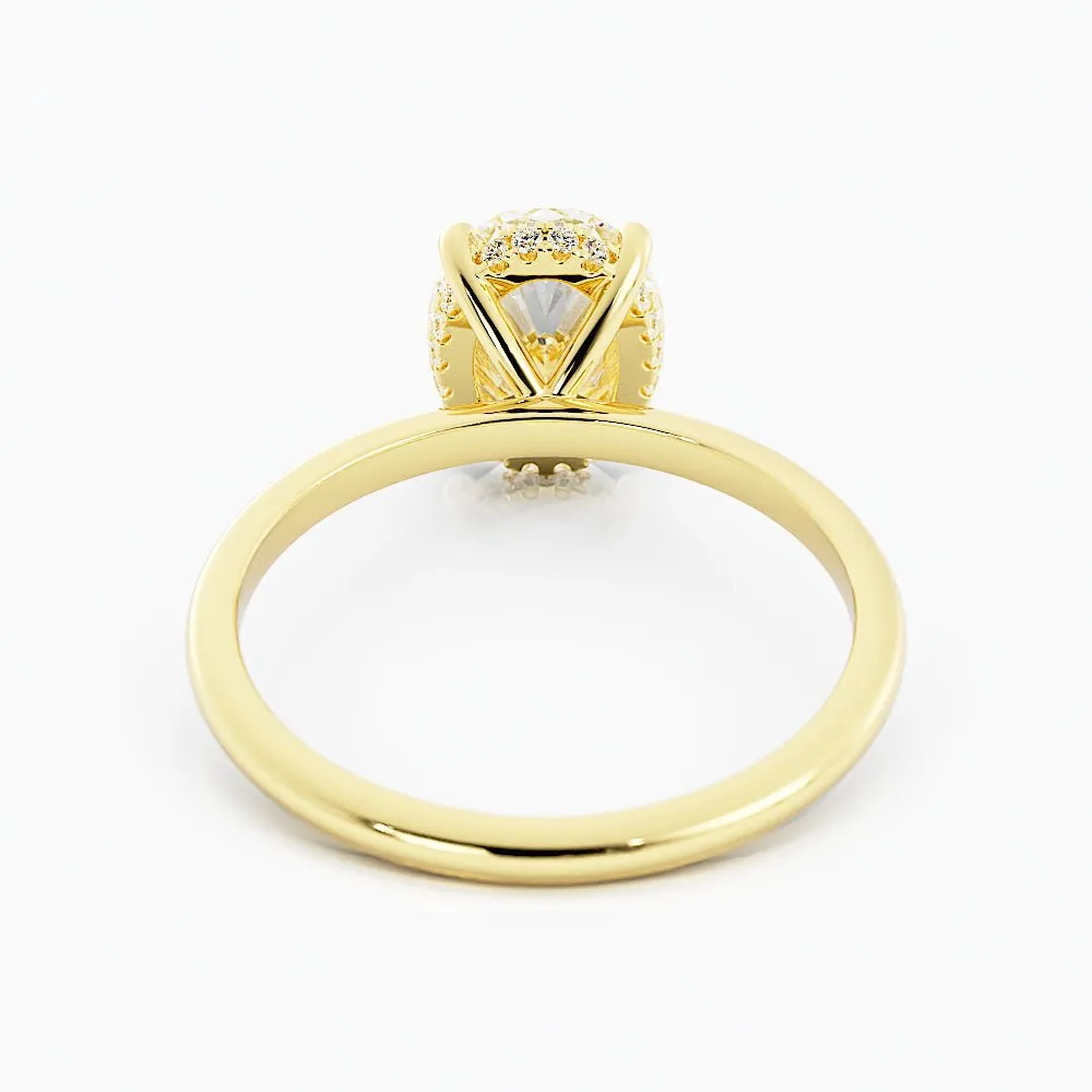 Oval Shaped Moissanite Hidden Halo Engagement Ring