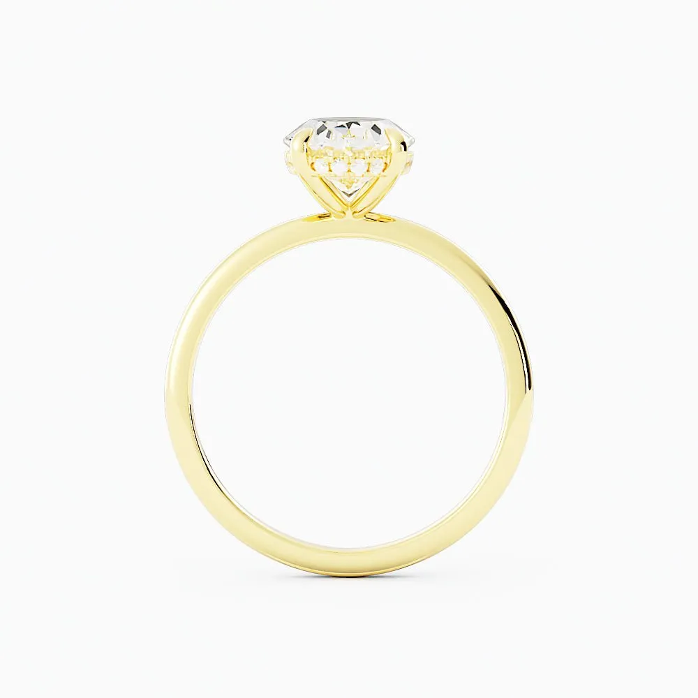 Oval Shaped Moissanite Hidden Halo Engagement Ring