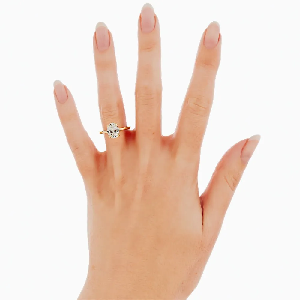 Oval Shaped Moissanite Hidden Halo Engagement Ring