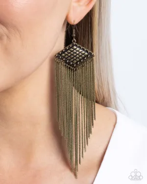 Paparazzi Forged Fringe - Brass Earrings